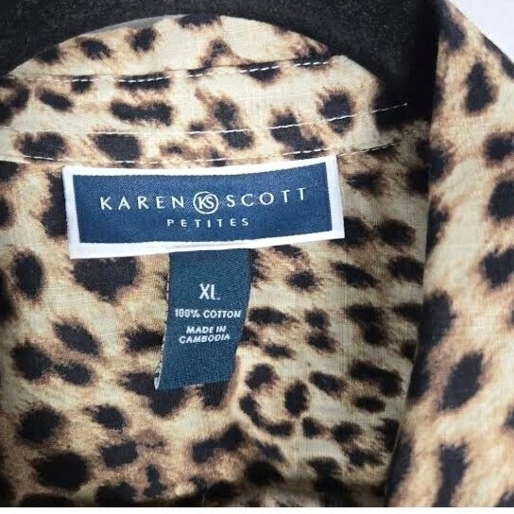 Sami & Jo Animal‎ Print Leopard Shirt Jacket Women XL Roll Tab Sleeve - Picture 5 of 7